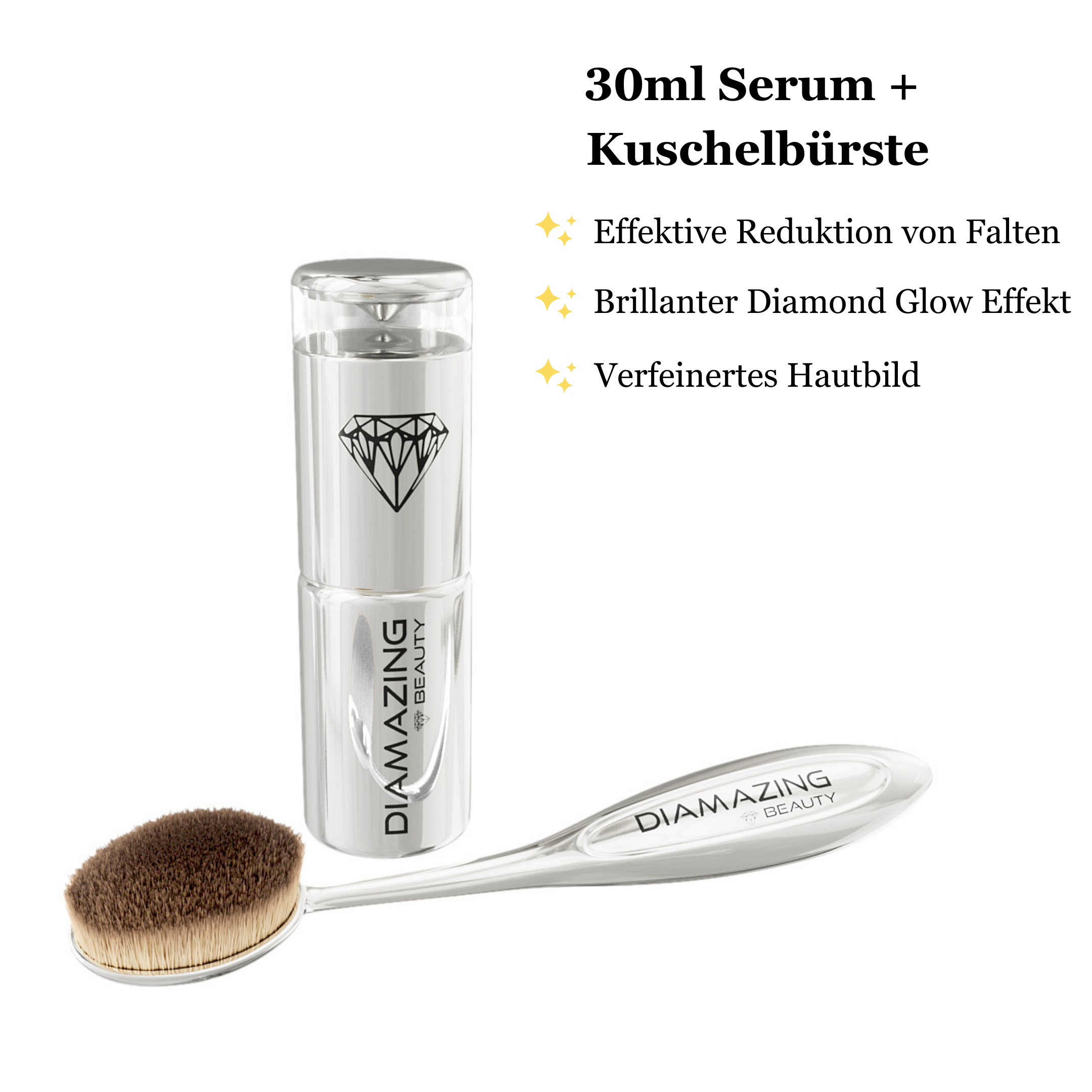 Diamazing Beauty 24h Serum 30ml im Glasflacon inkl. Kuschelbürste
